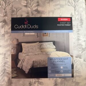 Cuddle Duds Flannel Sheet Set- Forest/Woodland-Queen Size-4 Piece Set-new